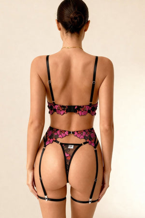Kaia - Ensemble Trois Pièces Noir & Rose - Hellobabe